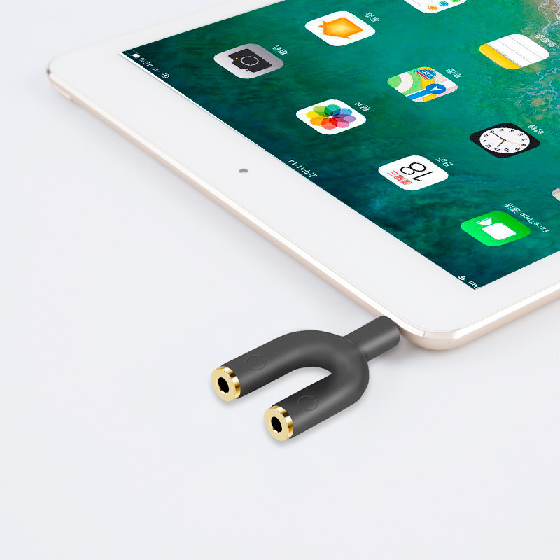 Kõrvaklappide jaoturi adapter, Aux Stereo Y pesa jaoturi adapter, 3,5 mm isa kuni 2 pordiga 3,5 mm emane kõrvaklapi jaoks, must