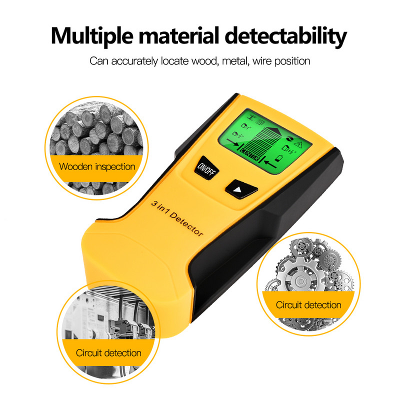 „Vastar 3 viename“ metalo detektorius, suraskite metalines medienos smeiges kintamosios srovės įtampos gyvas laidas, aptikkite sieninį skaitytuvą, elektrinį dėžės ieškiklį, sienos detektorių