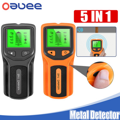 Detector de metale cu adâncime 5 în 1, detector electronic de perete portabil, Găsitor de știfturi Senzor scaner de perete pentru căutătorii de metale de detectare a firelor