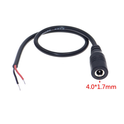 10gab/partija DC 4,0*1,7mm ligzdas spraudnis strāvas kabelis LED/monitoringam 3A 12V viens vīrišķais/vīriņš 4.0mm x 1.7mm adaptera barošanas vads 30cm