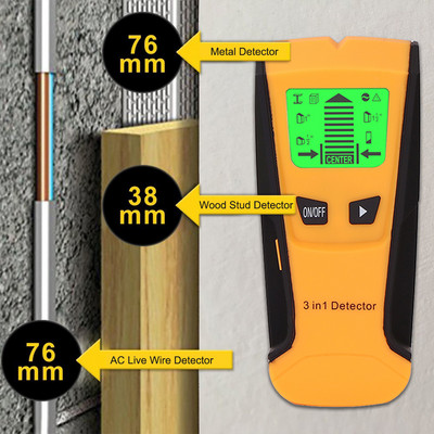 Scaner de perete cu senzor 3 în 1 Căutare de țevi Detector de sârmă pentru țevi Localizator electronic de știfturi pentru grinzi din lemn Accesorii pentru detector de metale de perete