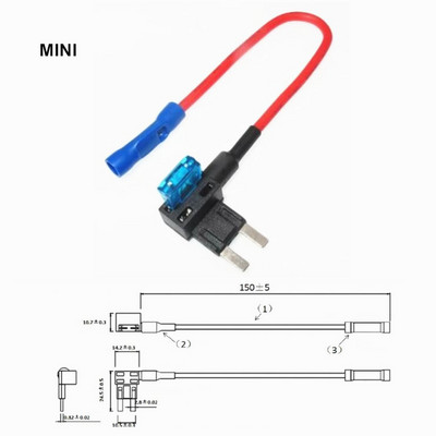 12V MINI MAZS VIDĒJS izmēra automašīnas drošinātāju turētājs Pievienot ķēdi TAP adapteris ar 10A Micro Mini standarta ATM asmens drošinātāju