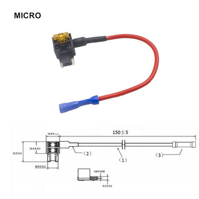 12V MINI MAZS VIDĒJS izmēra automašīnas drošinātāju turētājs Pievienot ķēdi TAP adapteris ar 10A Micro Mini standarta ATM asmens drošinātāju