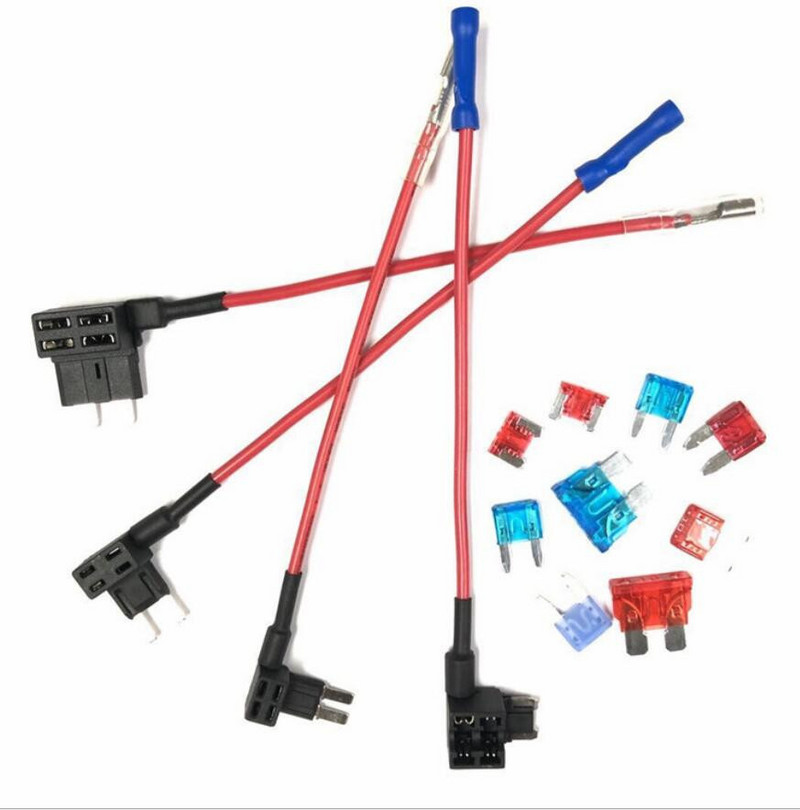 12V MINI MAZS VIDĒJS izmēra automašīnas drošinātāju turētājs Pievienot ķēdi TAP adapteris ar 10A Micro Mini standarta ATM asmens drošinātāju