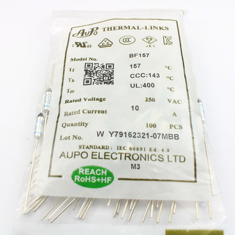 10vnt terminis saugiklis BF157 BF157X 10A 16A 250V BF 157C 157 Celsijaus laipsnio ribinis TF granulių TCO ašinio švino temperatūros jungtys AUPO