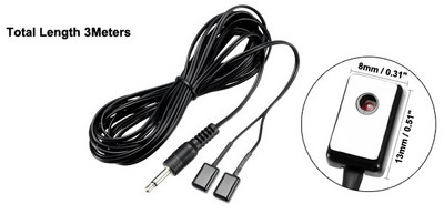 Uxcell 1 ks Jednoduchý/Dvojitý 3,5 mm Jack 38-56kHz IR Infračervený Žiarič Predlžovací kábel 1,5 m/3 m s uhlom vyžarovania 45 stupňov