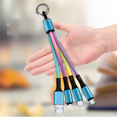 Káblová nabíjačka 3 v 1 Rýchlonabíjací telefón Type-C 3A USB Micro USB iOS Kľúčenka