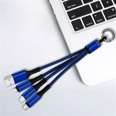 Káblová nabíjačka 3 v 1 Rýchlonabíjací telefón Type-C 3A USB Micro USB iOS Kľúčenka