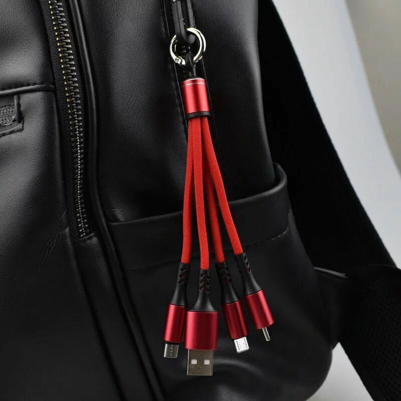 Káblová nabíjačka 3 v 1 Rýchlonabíjací telefón Type-C 3A USB Micro USB iOS Kľúčenka