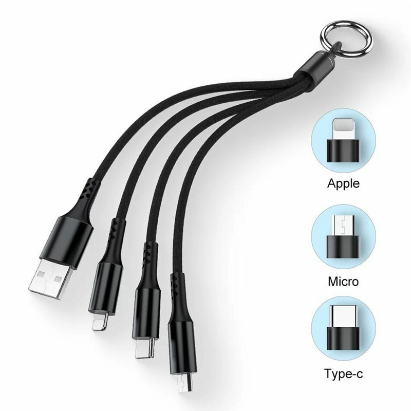 Káblová nabíjačka 3 v 1 Rýchlonabíjací telefón Type-C 3A USB Micro USB iOS Kľúčenka