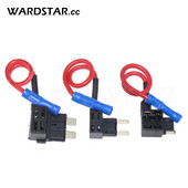 12 V méretű autós biztosítéktartó Hozzáadható áramkörű Piggy Back biztosíték csapadapter 10 A-es mini kis, közepes ATM lapátos biztosítékkal