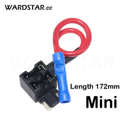 12 V méretű autós biztosítéktartó Hozzáadható áramkörű Piggy Back biztosíték csapadapter 10 A-es mini kis, közepes ATM lapátos biztosítékkal