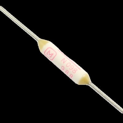 5 ks tepelných poistiek 102 stupne Celzia 2A 250V N098 N099 Micro 125VAC 3A, 50VDC 4A CTO prepojky axiálne odpojenie EYP2BN098 EYP2BN099