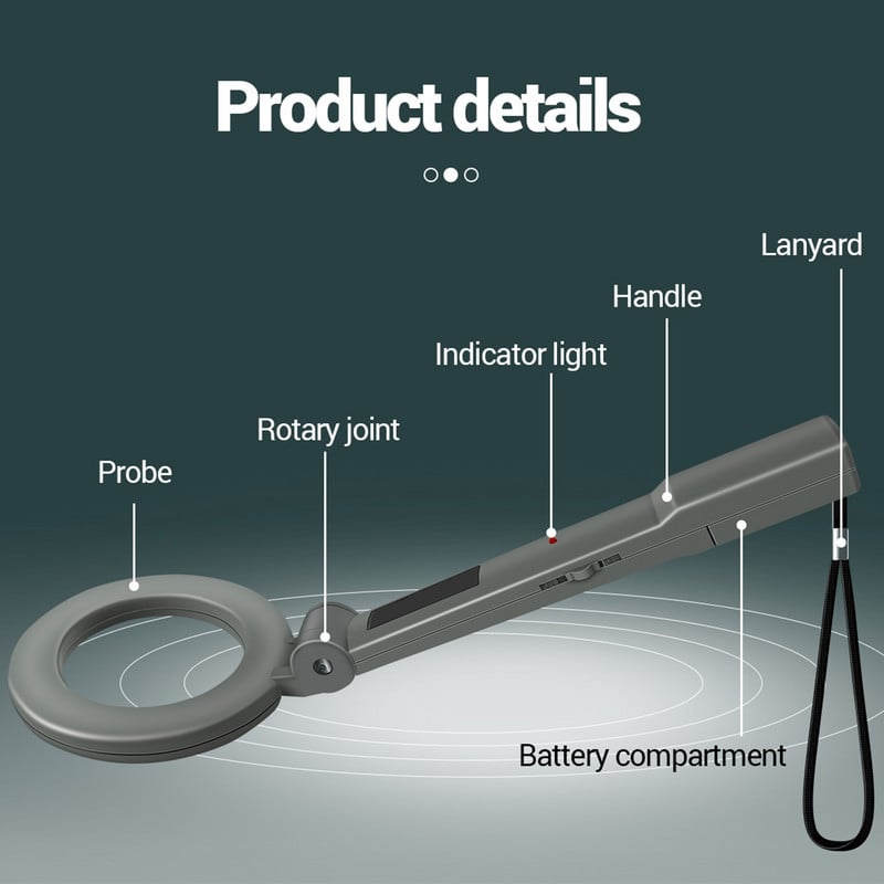 Fémdetektor hordozható riasztó Nagy pontosságú fémszkenner biztonsági ellenőrző tűkereső Könnyűfém kincskereső