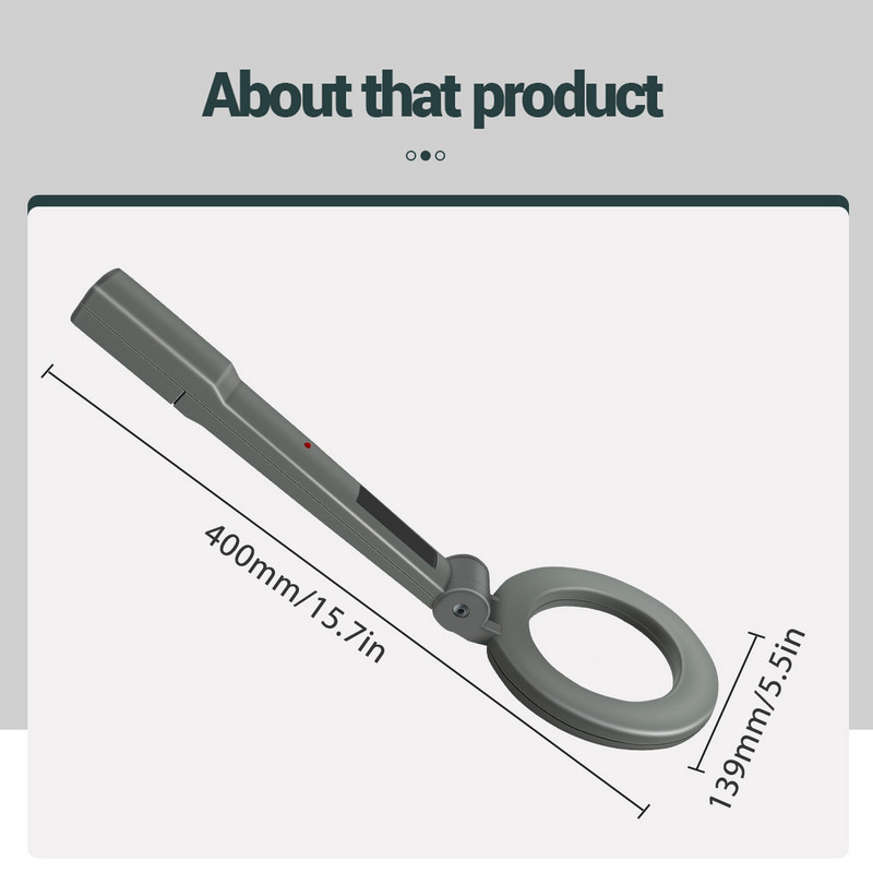 Fémdetektor hordozható riasztó Nagy pontosságú fémszkenner biztonsági ellenőrző tűkereső Könnyűfém kincskereső