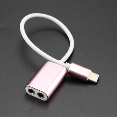 Prepojovací audio kábel USB C, adaptér typu C na dvojitý 3,5 mm stereo jack, rozbočovač pre slúchadlá, audio kábel pre Huawei a Xiaomi