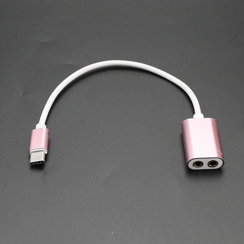 Prepojovací audio kábel USB C, adaptér typu C na dvojitý 3,5 mm stereo jack, rozbočovač pre slúchadlá, audio kábel pre Huawei a Xiaomi