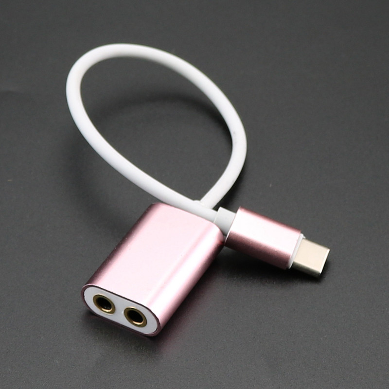 Prepojovací audio kábel USB C, adaptér typu C na dvojitý 3,5 mm stereo jack, rozbočovač pre slúchadlá, audio kábel pre Huawei a Xiaomi