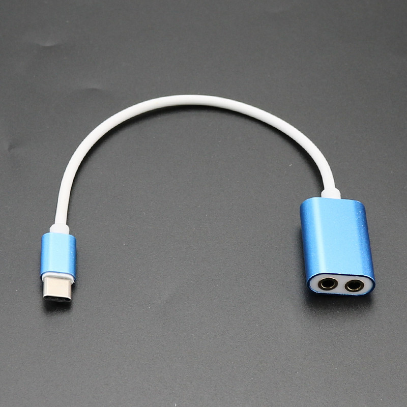 Prepojovací audio kábel USB C, adaptér typu C na dvojitý 3,5 mm stereo jack, rozbočovač pre slúchadlá, audio kábel pre Huawei a Xiaomi