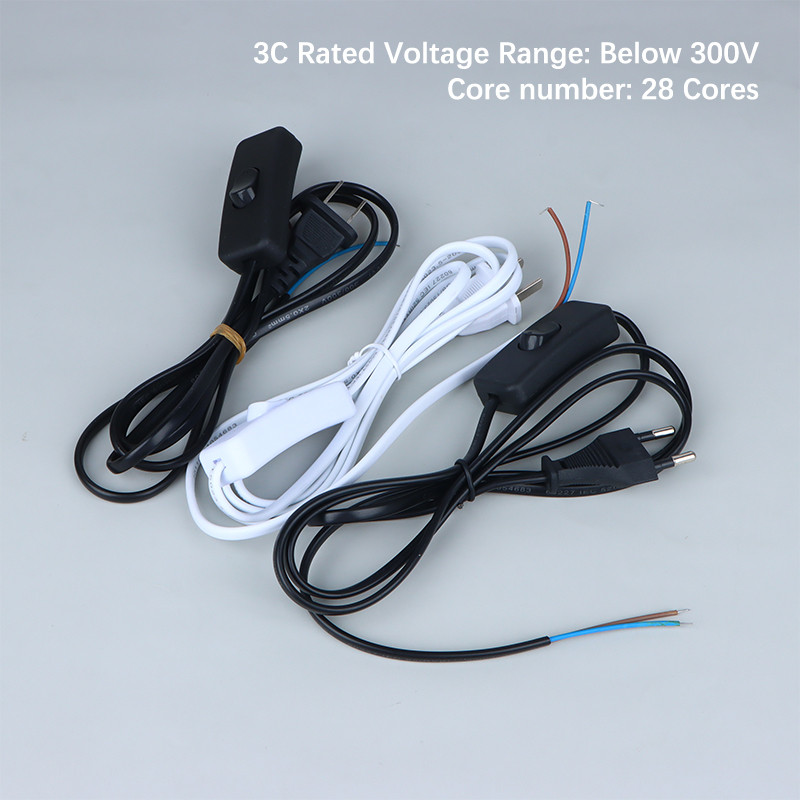 1,5 m vahelduvvoolu toitejuhe sisse-välja lüliti pistik juhe kahe kontaktiga EU GB pistikkaabel pikendusjuhtmed adapter must valge joon LED-lambi jaoks