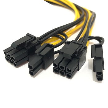 Molex 6-пинов мъжки PCI Express към 2 x PCIe 8 (6+2) пинов мъжки дънна платка Графична видеокарта PCI-e GPU VGA сплитер Хъб Захранващ кабел