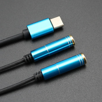 USB Type C към двоен 3.5 жак за конектор за слушалки Кабел USB C към 3.5 mm AUX адаптер за слушалки Аудио кабел за Huawei за Xiaomi