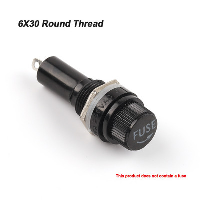 5/10 gab 5×20mm 6×30mm 250V maiņstrāvas drošinātāju turētāji Thread / Cross Black Bakelite Insurance Tube Socket Panel Mount Drošinātāju ligzda Vara