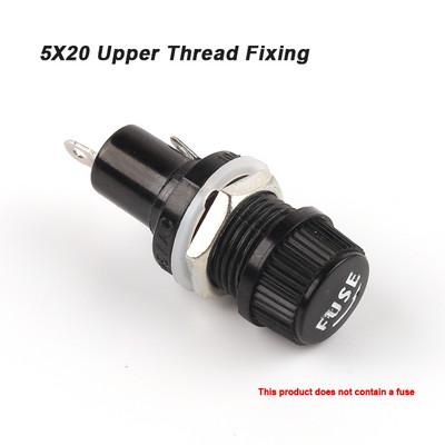 5/10 gab 5×20mm 6×30mm 250V maiņstrāvas drošinātāju turētāji Thread / Cross Black Bakelite Insurance Tube Socket Panel Mount Drošinātāju ligzda Vara
