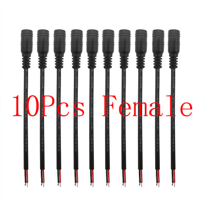 10 db 5,5x2,1 mm-es egyenáramú tápegység apa LED szalagos fénykábel csatlakozók 12V DC dugós csatlakozó CCTV kamera Pigtail vezetékes adapter