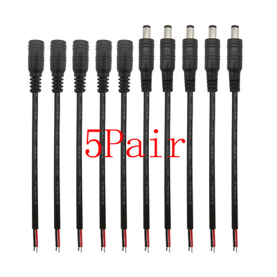 10 db 5,5x2,1 mm-es egyenáramú tápegység apa LED szalagos fénykábel csatlakozók 12V DC dugós csatlakozó CCTV kamera Pigtail vezetékes adapter