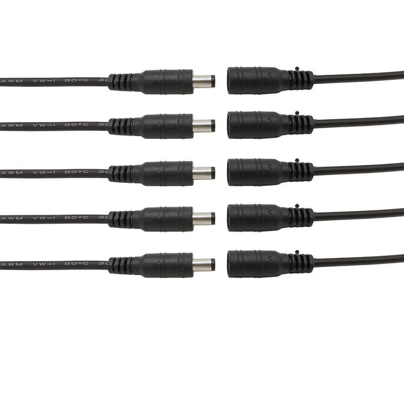10 db 5,5x2,1 mm-es egyenáramú tápegység apa LED szalagos fénykábel csatlakozók 12V DC dugós csatlakozó CCTV kamera Pigtail vezetékes adapter