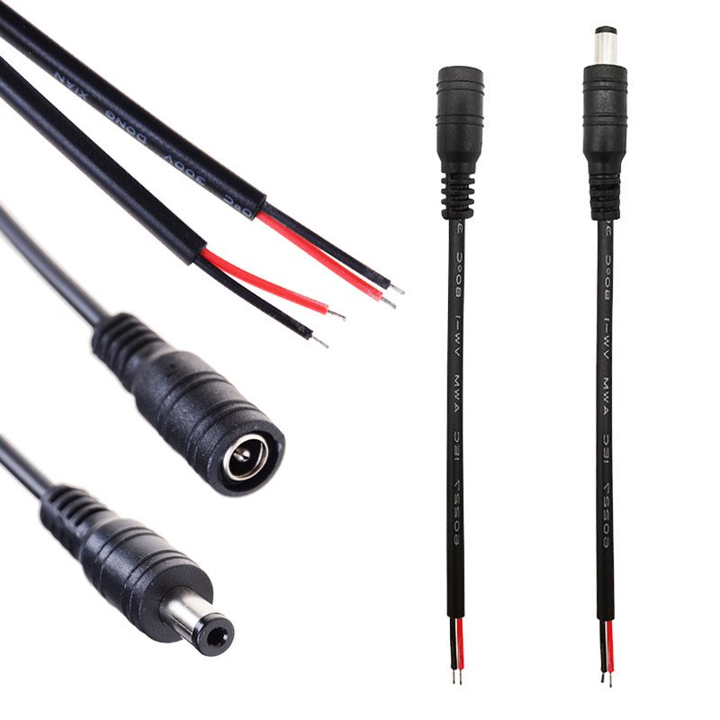 10 db 5,5x2,1 mm-es egyenáramú tápegység apa LED szalagos fénykábel csatlakozók 12V DC dugós csatlakozó CCTV kamera Pigtail vezetékes adapter