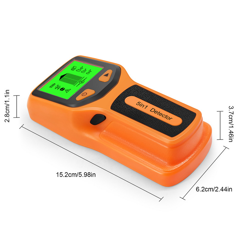 Detektor kovov na stenu, detektor striedavého napätia, detekcia vodičov pod napätím, vyhľadávanie kovových, drevených a elektrických skriniek, 5 v 1 detektor kovov, nástenný skener
