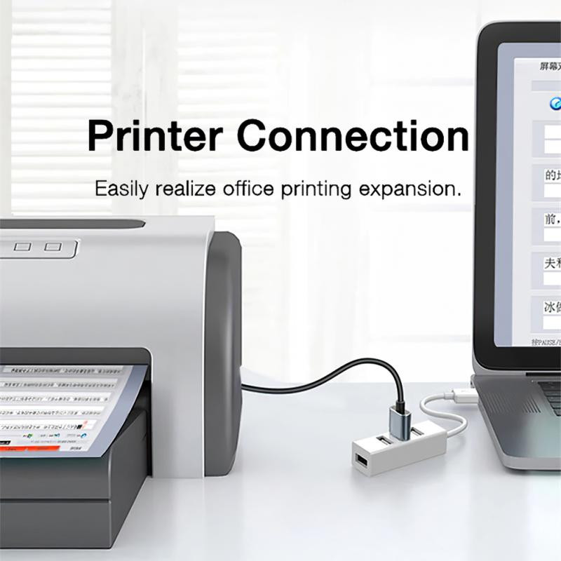 4-portový USB Hub Mini USB Splitter Hub Adapter Vysokorýchlostný Hub USB 2.0 adaptér pre firmy a kancelárie, pracovné počítačové periférie