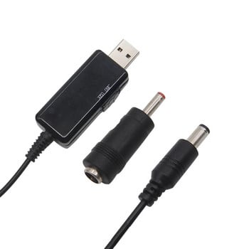 USB усилващ преобразувател DC 5V към 9V 12V USB повишаващ преобразувател кабел + 3,5x1,35 mm конектор за захранване/зарядно устройство/захранващ преобразувател