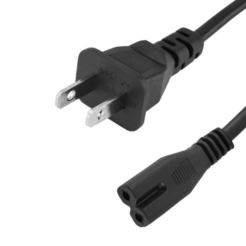 Napájací adaptér striedavého prúdu, konektory, 50 cm, 2-kolíkový kábel s 2 zásuvkami pre notebook, americká zástrčka