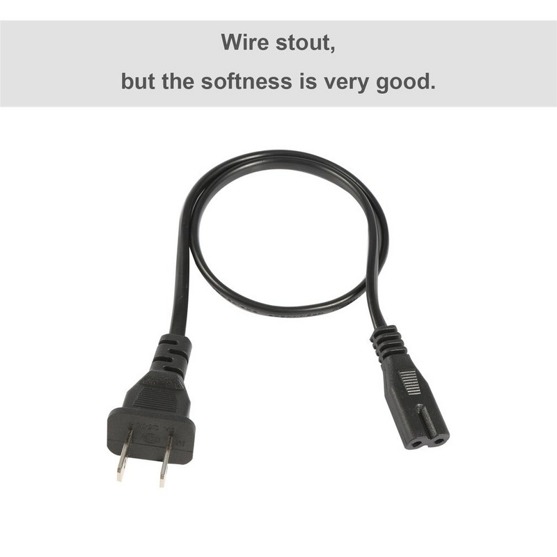 Napájací adaptér striedavého prúdu, konektory, 50 cm, 2-kolíkový kábel s 2 zásuvkami pre notebook, americká zástrčka