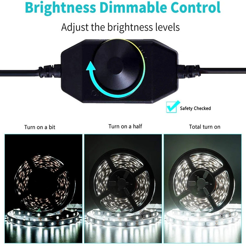 Plynulý stmievač LED s reguláciou jasu pre 3528 5050 5730 5630 jednofarebný pásik DC 12V 24V čierny/biely