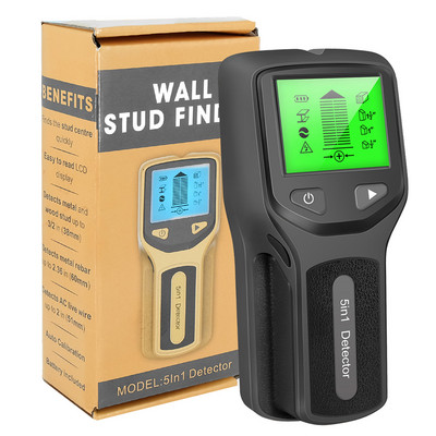 5 v 1 detektor kovov, vyhľadávač kovových konštrukcií, senzor, nástenný skener, elektronický lokátor kovových konštrukcií, vyhľadávač dreva, nástenný detektor s LCD displejom