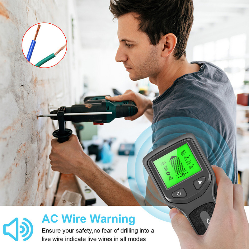 Ekraan metallidetektor Multifunktsionaalne seinaskanner metallist seinadetektor Otsi puidust tihvti metallkaabli detektor naastud detektor