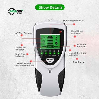 Σαρωτής τοίχου Stud Finder 5 σε 1 Έξυπνος ανιχνευτής μετάλλων Θέση ή οθόνη LCD σε βάθος μετάλλων για εργαλεία βελτίωσης σπιτιού