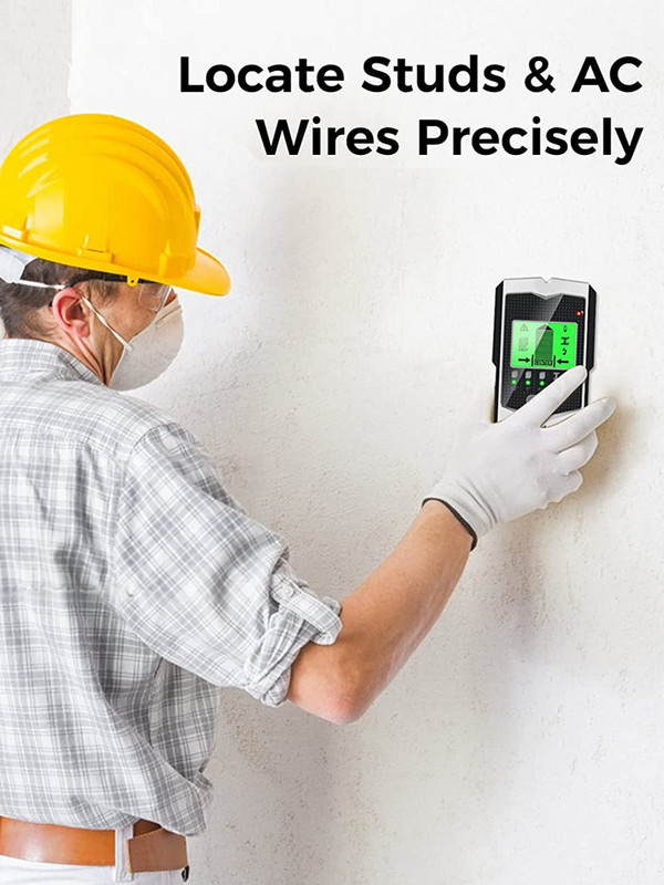 5 viename elektroninis detektorius Sieninis smeigių ieškiklis Jutiklis Sieninis skaitytuvas Kraštų centras Aptikti medžio siją / metalą / kintamos srovės laidus sienos viduje