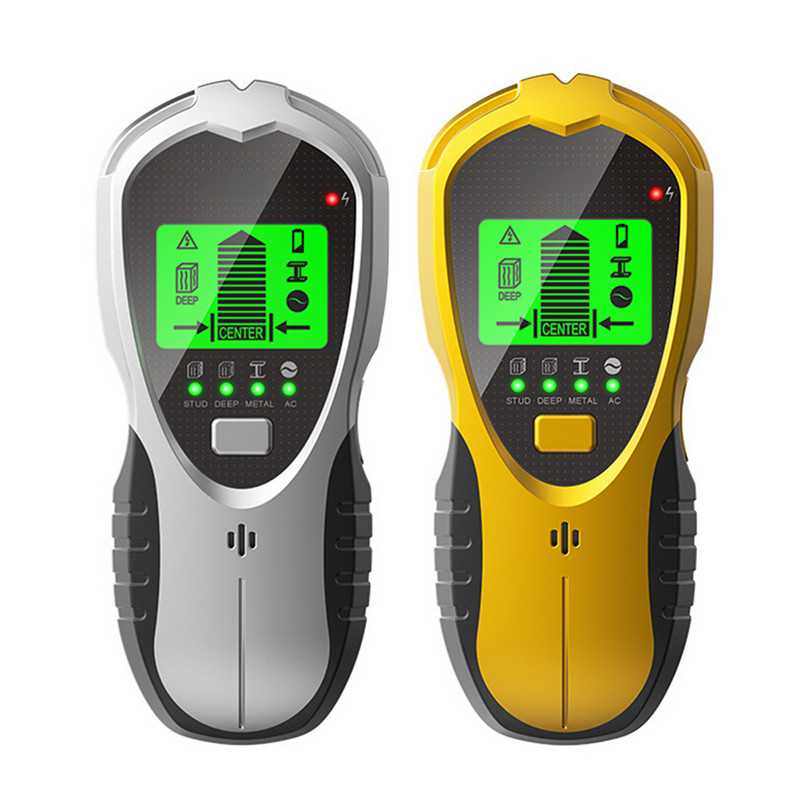 Nástenný skener 4 v 1, digitálny LCD displej, multifunkčný hĺbkový sledovač, ručný prenosný vyhľadávač drevených rúrok, plastový, napájaný z batérie