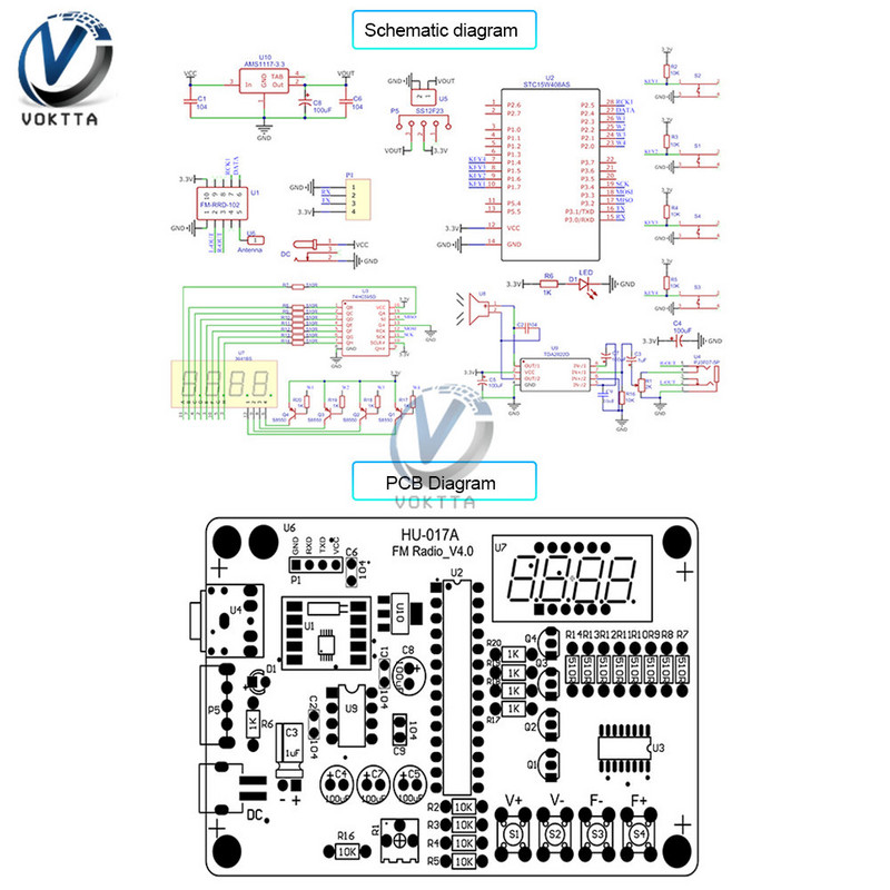 RDA5807 TDA2822 HU-017A RDA5807S raadiokomplekt FM FM elektrooniline DIY osad 87-108MHz plaadikomplekt elektroonikakomponentide tarvikutele