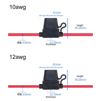 Auto Car Blade Inline Types Fuse Waterproof Hrproof Holder Case Motor Tap Blow Blo 16/14/12/10AWG Wire Cutoff Switch Socket