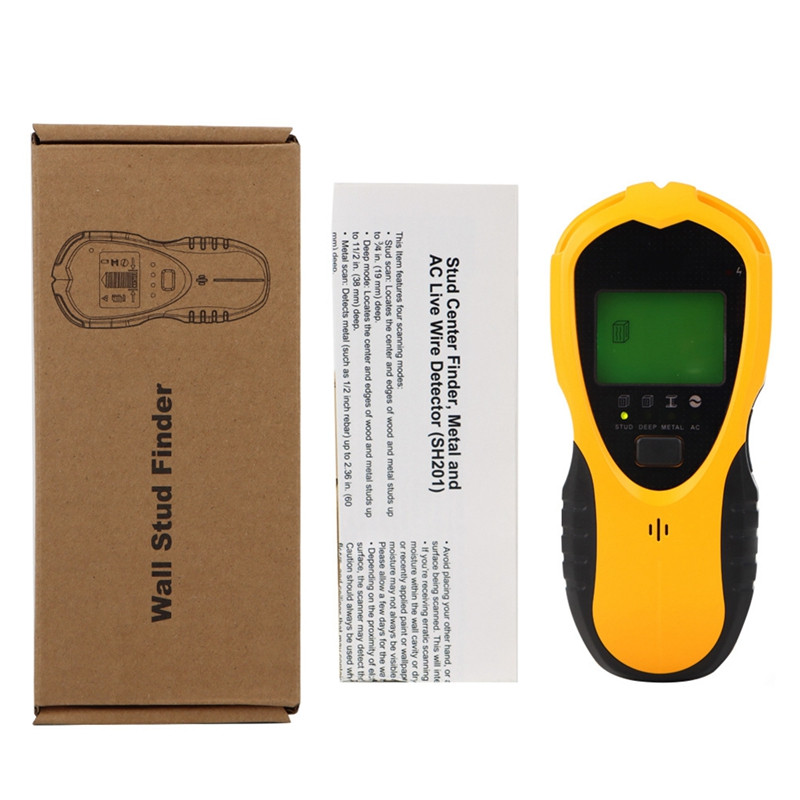 1-dielny detektor s digitálnym LCD displejom na detekciu kovových čapov z dreva, drôtov striedavého prúdu