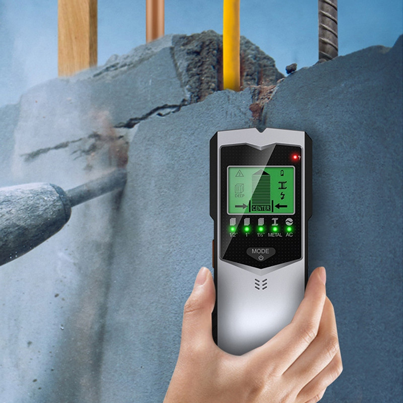 Strieborný a čierny 5 v 1 detektor kovov, nástenný skener pre testerové analytické prístroje