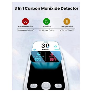 Преносими детектори за въглероден окис, детектор за CO с ясен LCD дисплей, аларма за CO с мини размер
