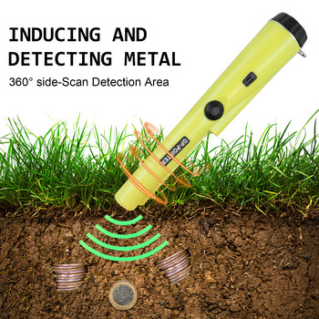 Ръчен метален детектор Водоустойчива пластмасова показалка Pinpointer Идуцираща вибрация Сканираща метална монета Златен GP-pointerII