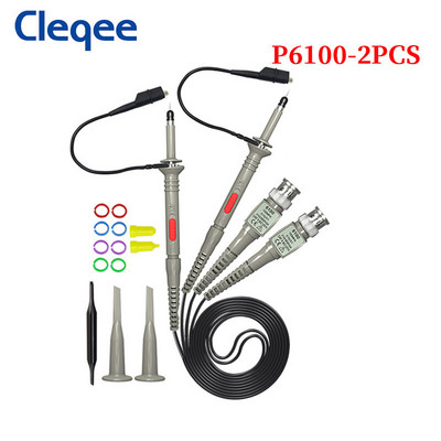 Cleqee P6100 2vnt 100MHz BNC osciloskopo zondo rinkinys DC-100MHz aligatoriaus klipų bandymo zondas skirtas Tektronix HP X1/X10
